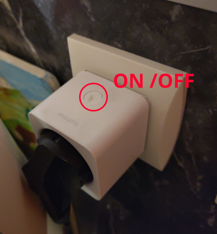 Prise connectée : bouton marche / arrêt